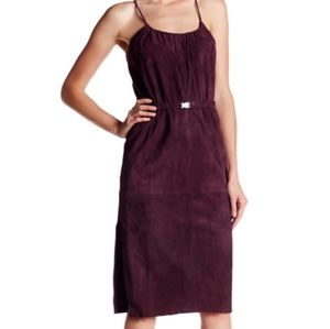 Halston Heritage Vintage Lamb Suede Cami Dress Size 2 Port